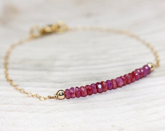 Ruby bracelet| Gemstone Bracelet| Ruby Jewelry| Dainty Chain Bracelet| Heart Chakra Jewelry| Handmade Gem Jewelry| Ruby birthstone|ruby gift
