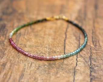 Ombre Tourmaline petite anklet| Dainty Anklet gift| Tourmaline jewelry|  Gemstone anklet
