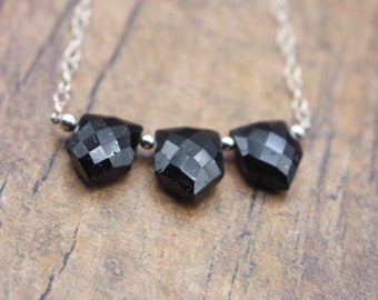 AAA Triple Shield Black Tourmaline Necklace| EMF Necklace| Protection Necklace| Genuine Black Tourmaline| Schrol Jewelry| Layering Necklace