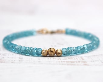 Statement APATITE Bracelet| Stacking Apatite Jewelry| Light weight everyday Quality Apatite| Handmade Gem Gift| Something Blue| Elegant Boho