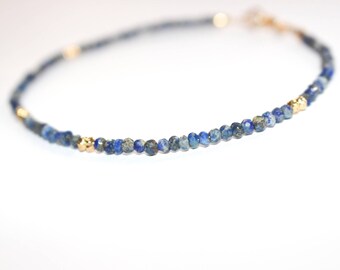 Dainty Lapis Lazuli anklet/ Stacking Anklet/ Lapis Lazuli jewelry/ Lapis anklet/ Petite anklet/ Blue Gemstone Anklet/ Anklet/ Gift for her