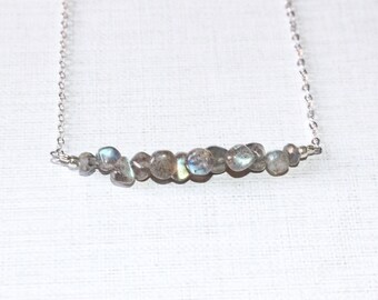 Teardrop Labradorite Necklace| Sterling silver Necklace| Gold Filled Necklace| Labradorite Crystal Jewelry| Helps with Anxiety| Layering