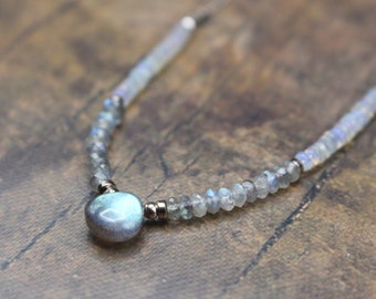 Ethiopian Opal and Labradorite Necklace| Layering Necklace| Ethiopian Opal Jewelry| Labradorite Necklace| Handmade Necklace gift Idea| Chain