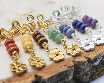 Chakra Flower Hair Charms| Dangle Hair charm| Hair Jewelry| Hair Accessories| Hair loc Jewelry| Loc Cuff| Braid and Loc hair accessories