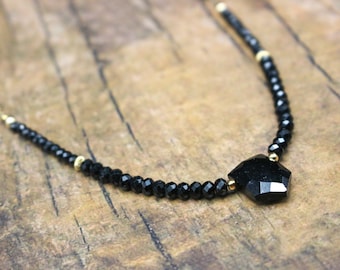 AAA Faceted Black Tourmaline Necklace| EMF Necklace| Protection Necklace| Genuine Black Tourmaline| Schrol Jewelry| Layering Necklace gift