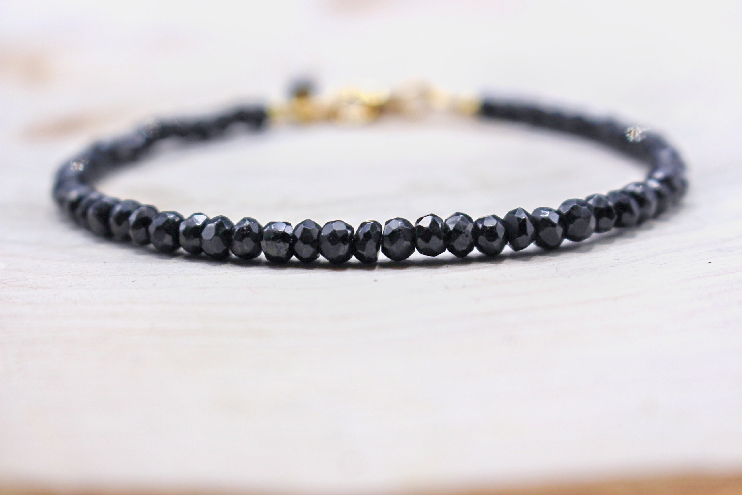 Black Spinel Bracelet Handmade Spinel Jewelry Beaded Etsy