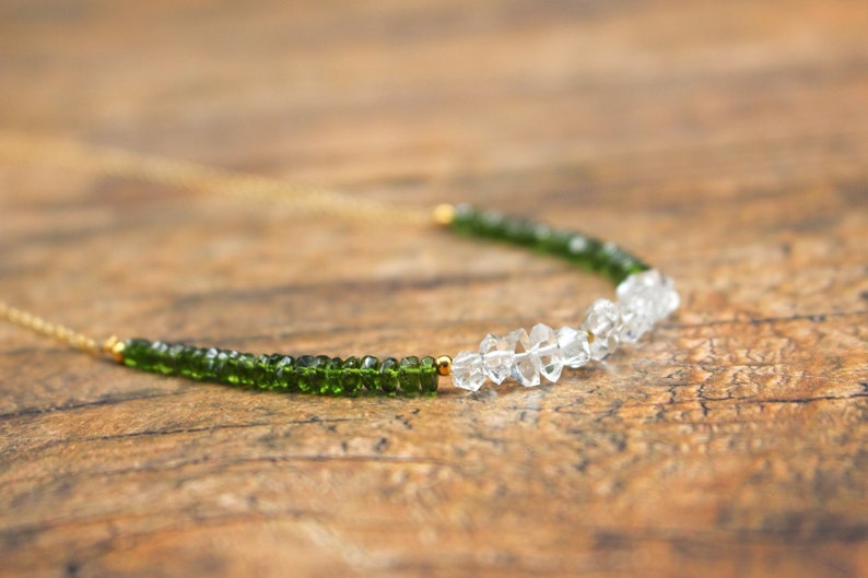 AAA CHROME Diopside HERKIMER Diamond necklace Handmade Necklace aaa Stunning necklace gift Powerful stone Combo Precious stone gift image 4