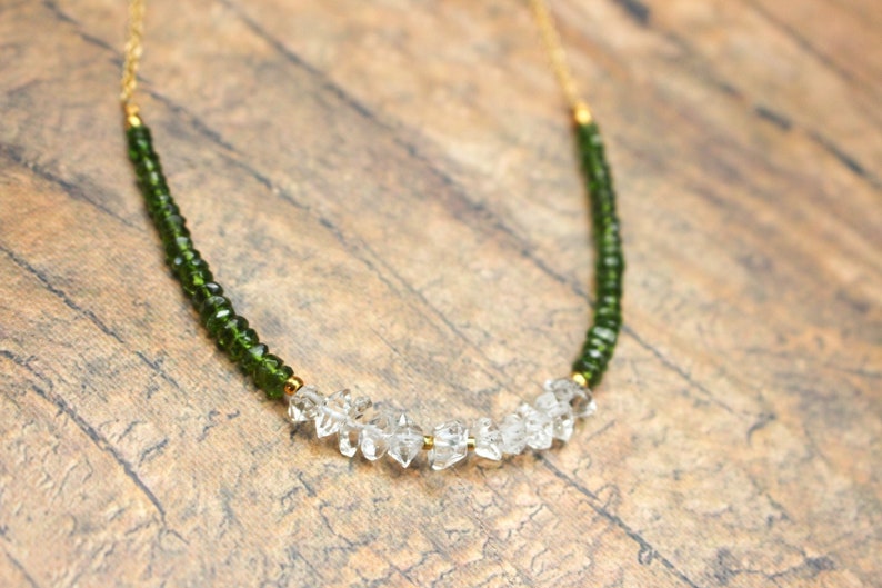 AAA CHROME Diopside HERKIMER Diamond necklace Handmade Necklace aaa Stunning necklace gift Powerful stone Combo Precious stone gift image 3