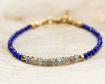 Lapis Lazuli & Labradorite Bracelet| Dainty Bracelet| Gemstone Bracelet| Handmade Jewelry| Lapis Lazuli Jewelry| Labradorite Bracelet Gift