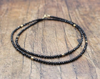 AAA Faceted Black Tourmaline Necklace| EMF Necklace| for EVERYDAY wear| Genuine Black Tourmaline| Schrol Jewellery| Layering Necklace gift