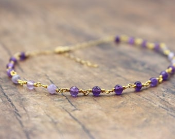 Ombre Amethyst anklet| Dainty Shaded anklet| Wire wrapped jewelry| Crown chakra Anklet| Amethyst Jewellery| Dainty amethyst anklet| Elegant