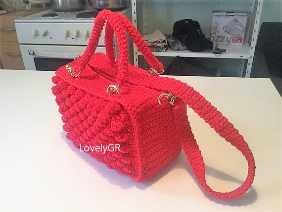 Crochet Women Handbag Shoulderbag Bags&Purses Red Color | Etsy