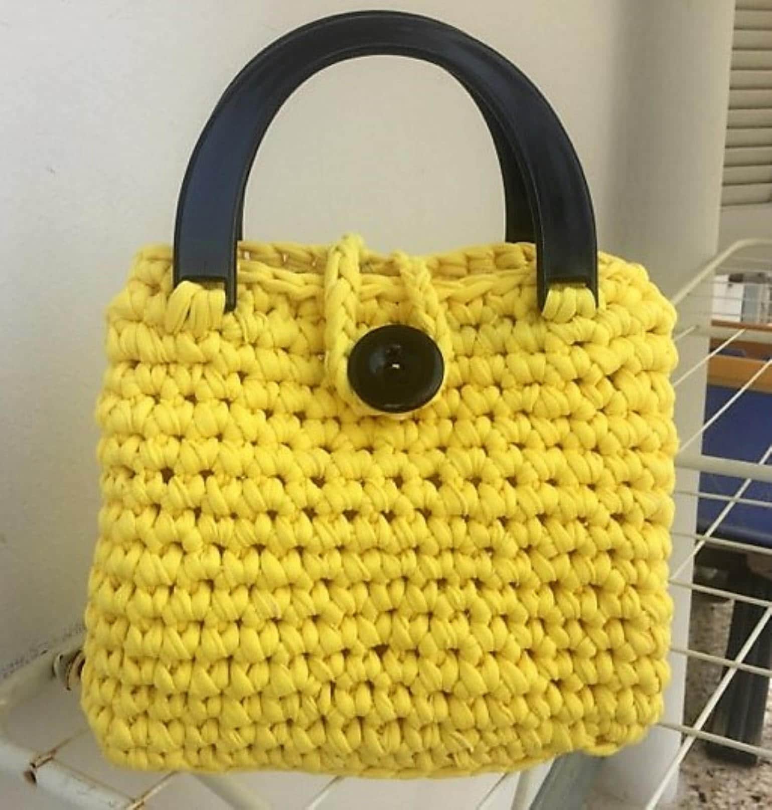 Women Crochet Hand Bag Fabric Yellow Color Bags&purses | Etsy