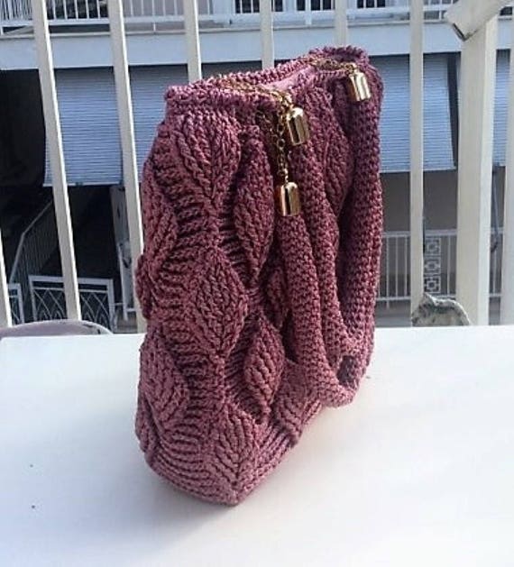 crochet 3d leaf bolsa