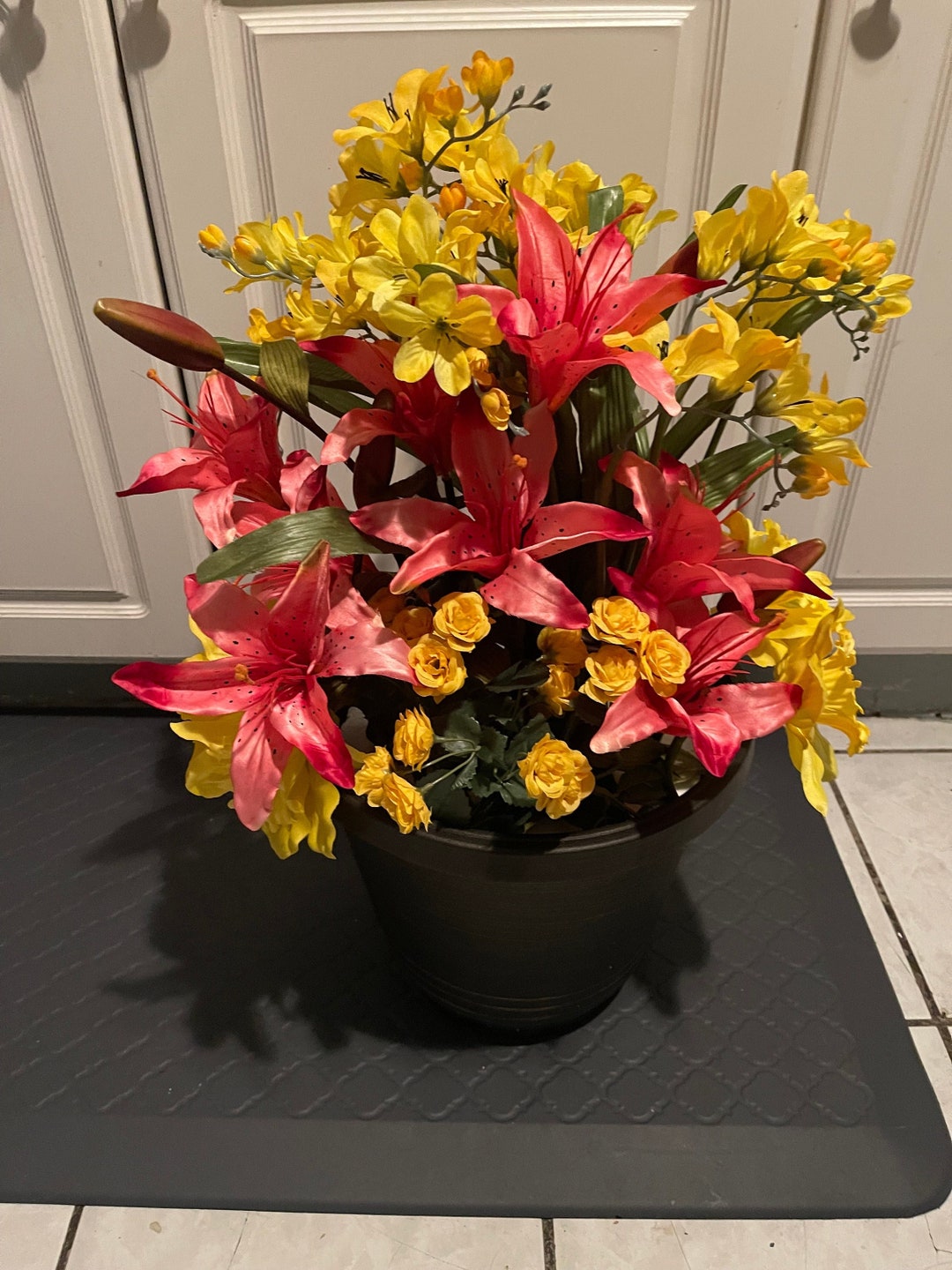 Front Porch Artificial Flower Arrangement Large Pot Etsy