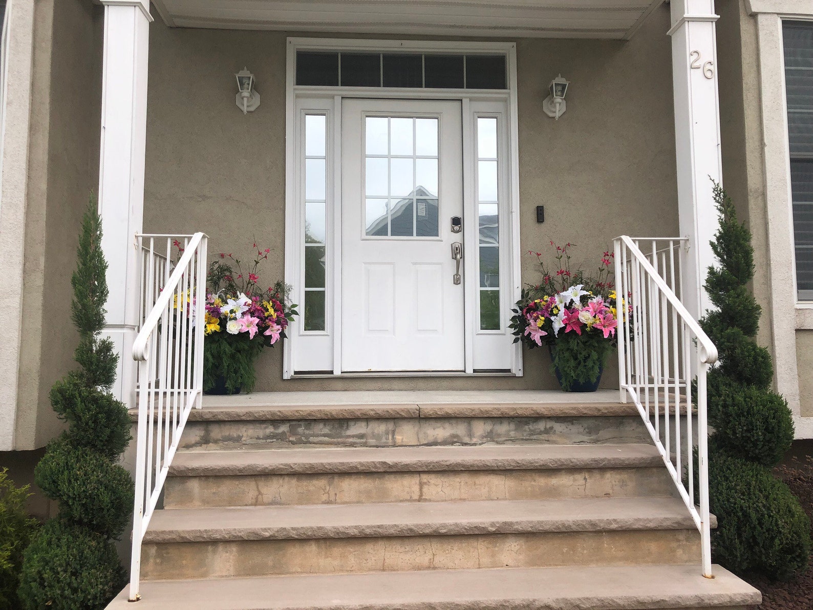 Front Porch Artificial Flower Arrangement Large Pot Etsy