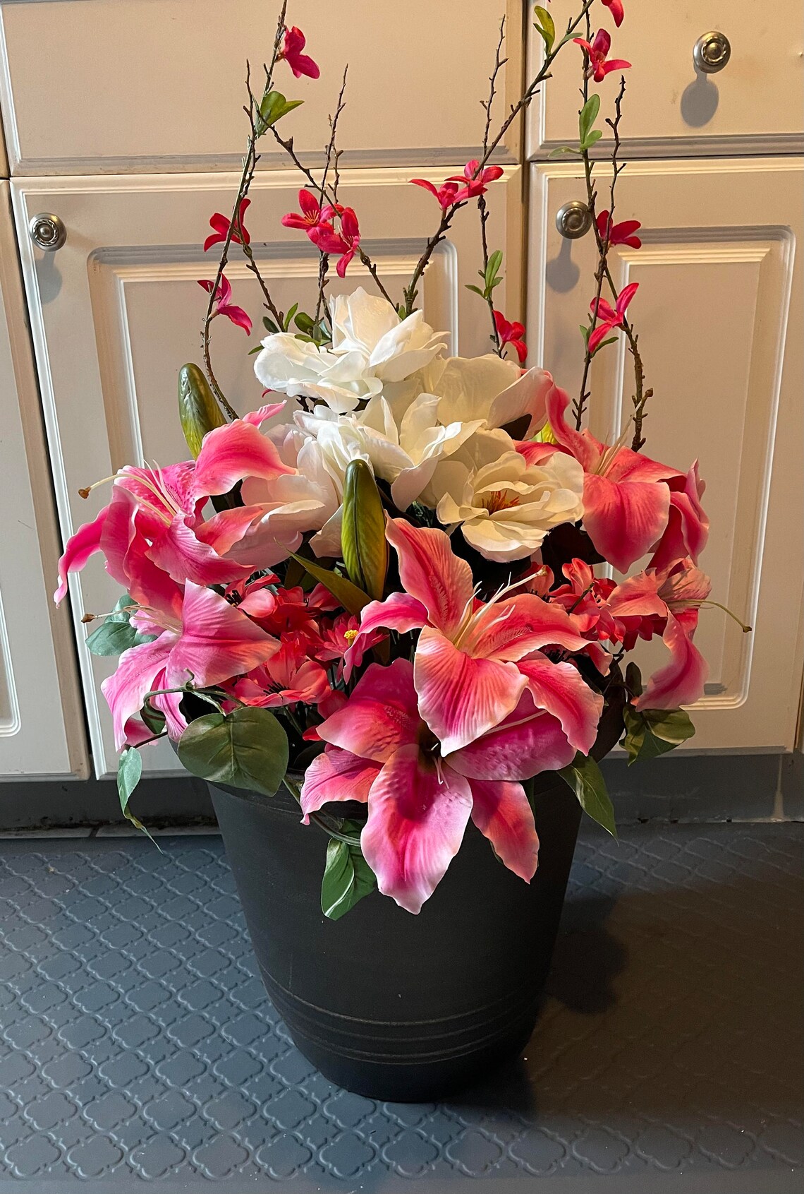 Front Porch Artificial Flower Arrangement Large Pot Etsy