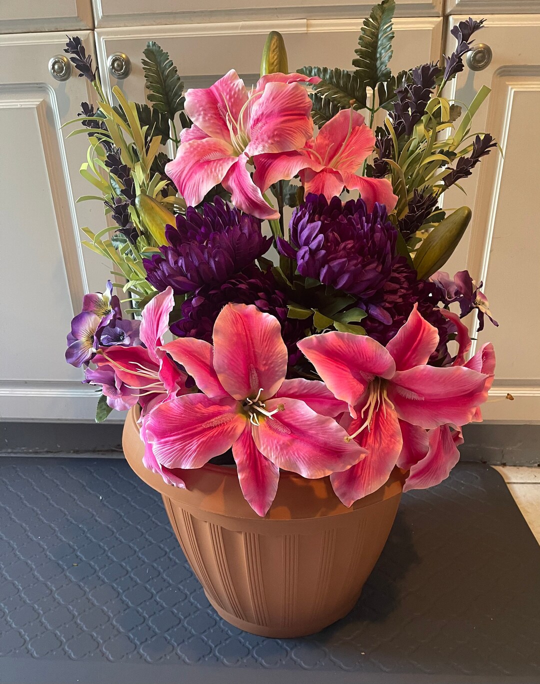 Front Porch Artificial Flower Arrangement Large Pot Etsy