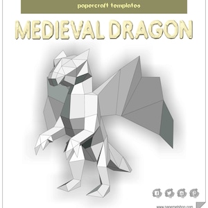 Medieval Dragon, Printable Papercraft Template.