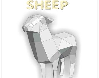 Papercraft Sheep, 3d Template, DIY LowPoly Paper Farm Pet