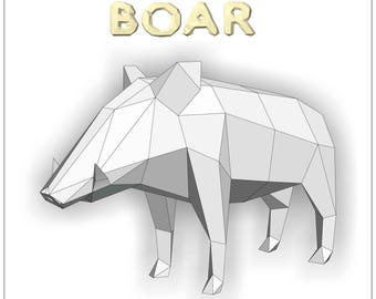 Boar Papercraft Template, Instant download