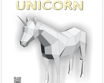 Unicorn, Papercraft Template, Instant download