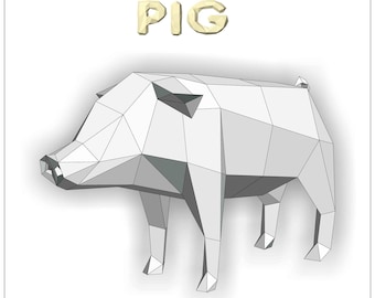 Pig Papercraft Template, Instant download