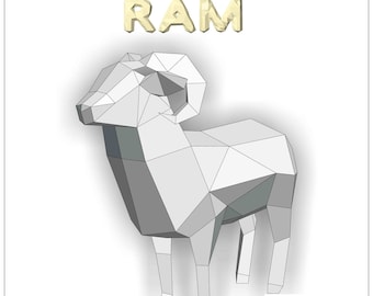 Papercraft Ram, 3d Template, DIY LowPoly Paper Farm Pet