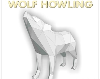 Howling Wolf, Papercraft Template, Instant download