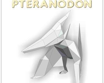 Rastejando Pteranodon, modelo de dinossauro 3d Papercraft. PDF para impressão. Presente para meninos