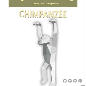 Hanging Chimpanzee, Printable Papercraft Template.