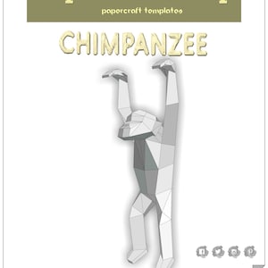 Scimpanzé appeso, modello stampabile di papercraft.