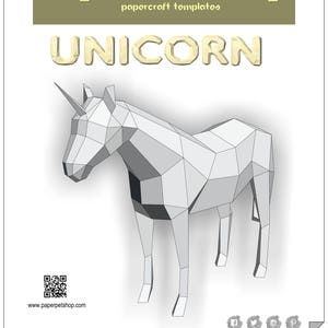 Unicorn, Papercraft Template, Instant download image 1