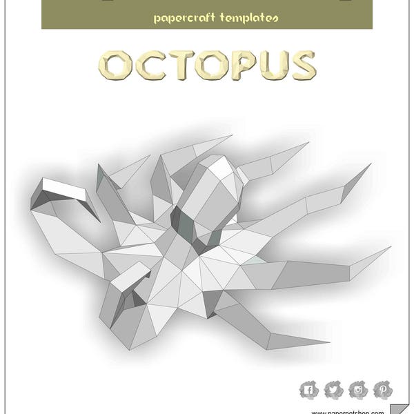 Papercraft Octopus. Printable pdf template