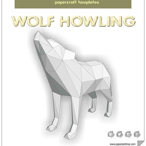 Lupo che ulula, modello Papercraft, download istantaneo