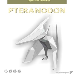 Crawling Pteranodon , 3d Papercraft dinosaur Template. Printable pdf. Boys gift