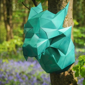 Medieval dragon Papercraft trophy template, Instant Digital Download