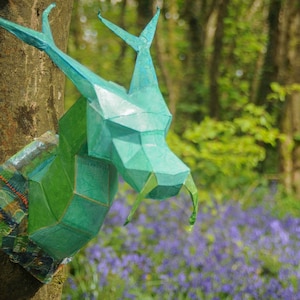 Chinese dragon Papercraft trophy template, Instant Digital Download