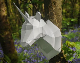 Plantilla de trofeo Unicorn Papercraft, Descarga digital instantánea