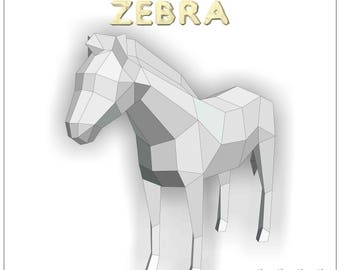 Zebra, szablon do wydruku z papieru, model papierowy