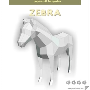 Zebra , Printable Papercraft Template, paper model