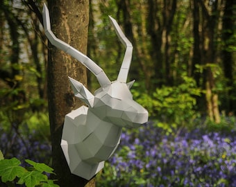 Plantilla de trofeo Gazelle/Antílope Papercraft, Descarga digital instantánea