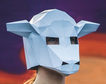 Paper Sheep /Lamb Mask, Papercraft Template, DIY Instant Download