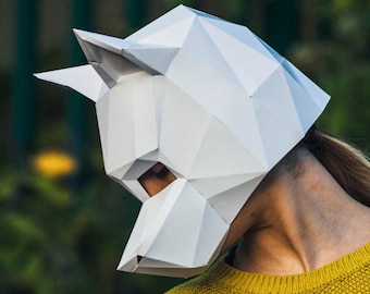 Paper Dog Mask, Papercraft Template, Festival Mask, DIY instant download,