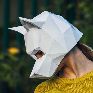 Maschera per cani di carta, modello Papercraft, maschera Festival, download istantaneo fai da te,