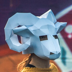 Paper Ram Mask, Printable Mask, DIY digital halloween download