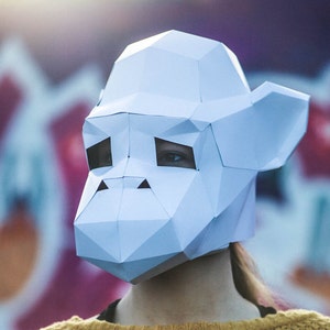 Paper Monkey /Chimp Mask, Halloween Papercraft Template, DIY Instant Download