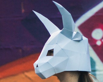 Máscara de Toro de Papel /Ox, Plantilla de Papercraft, Máscara de Festival, Descarga instantánea de bricolaje
