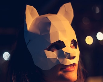 Cat Masquerade carnival Mask, Papercraft Template, Festival Mask, DIY Digital Download