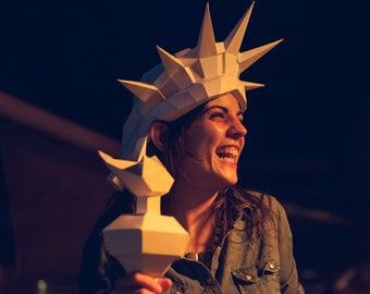 3D Paper Statue of Liberty Mask, Printable Papercraft Template for a DIY 4th of July